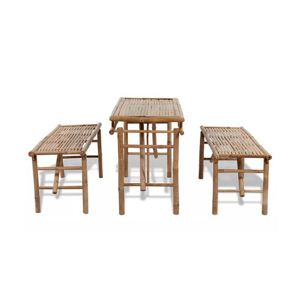 Beer Table With 2 Benches 100 Cm Bamboo