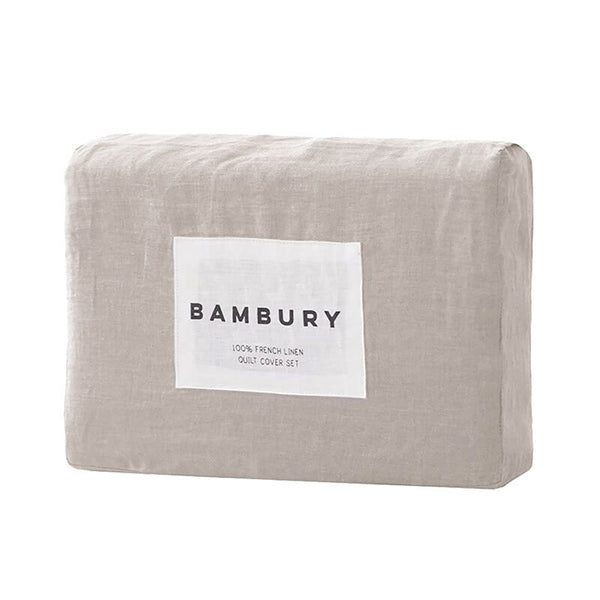 Bambury French Linen Quilt Cover Set Pebble
