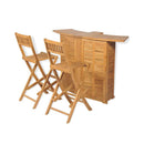 3 Piece Bistro Set With Folding Chairs Solid Teak Wood