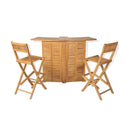 3 Piece Bistro Set With Folding Chairs Solid Teak Wood