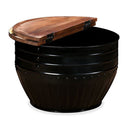 Coffee Table Solid Reclaimed Wood Black Barrel Shape