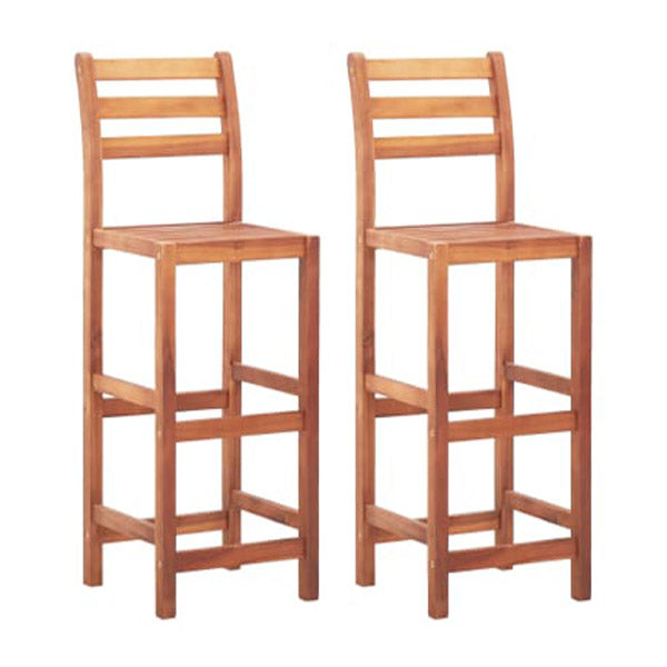 2 Pcs Bar Chairs Solid Acacia Wood