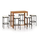 7 Piece Garden Bar Set With Cream Cushions