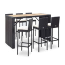 7 Piece Outdoor Bar Set With Cushions Poly Rattan Black