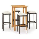 5 Piece Garden Bar Set With Cream Cushions Poly Rattan