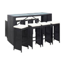 9 Piece Outdoor Bar Set Poly Rattan Black