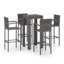 5 Piece Outdoor Bar Set With Armrest Poly Rattan Grey