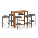 7 Piece Garden Bar Set With Anthracite Cushions Grey