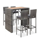 5 Piece Outdoor Bar Set Poly Rattan And Acacia Wood Grey