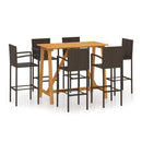 7 Piece Garden Bar Set Brown