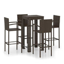 5 Piece Outdoor Bar Set With Armrest Poly Rattan Brown