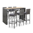 7 Piece Outdoor Bar Set With Cushions Poly Rattan Grey