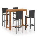 5 Piece Garden Bar Set With Cushions Black