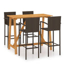 5 Piece Garden Bar Set Brown