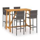 5 Piece Garden Bar Set Solid Acacia Wood And Poly Rattan Grey