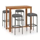 5 Piece Garden Bar Set With Anthracite Cushions Grey