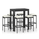 7 Piece Garden Bar Set With Cushions Poly Rattan Black