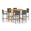 7 Piece Garden Bar Set With Armrest Grey