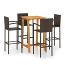 5 Piece Garden Bar Set Poly Rattan And Acacia Wood