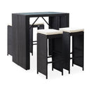 5 Piece Outdoor Bar Set Poly Rattan And Glass Black