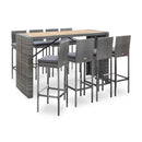 9 Piece Outdoor Bar Set Poly Rattan And Acacia Wood Grey