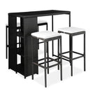 5 Piece Garden Bar Set With Cushions Poly Rattan Black 120X60X110 Cm