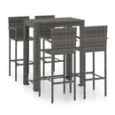 5 Piece Outdoor Bar Set With Armrest Grey Poly Rattan