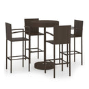 5 Piece Garden Bar Set Poly Rattan Brown
