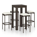 5 Piece Garden Bar Set With Cushions Brown Poly Rattan