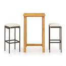 3 Piece Garden Bar Set With Cream Cushions