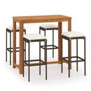 5 Piece Garden Bar Set With Cream Cushions