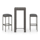 3 Piece Garden Bar Set Poly Rattan Grey With Cushions