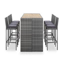 7 Piece Outdoor Bar Set With Cushions Poly Rattan Grey