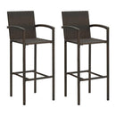 3 Piece Outdoor Bar Set With Armrest Poly Rattan Brown