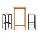 3 Piece Garden Bar Set With Cream Cushions
