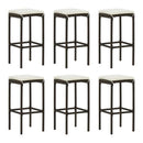 7 Piece Garden Bar Set With Cushions Poly Rattan Brown