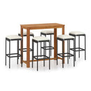 7 Piece Garden Bar Set With Cream Cushions