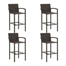 5 Piece Outdoor Bar Set With Armrest Poly Rattan Brown