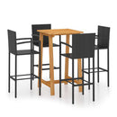 5 Piece Garden Bar Set Poly Rattan And Acacia Wood