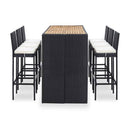 7 Piece Outdoor Bar Set With Cushions Poly Rattan Black