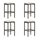 5 Piece Garden Bar Set With Cream Cushions Poly Rattan Brown