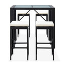 5 Piece Outdoor Bar Set Poly Rattan And Glass Black