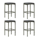 5 Piece Garden Bar Set With Cushions Poly Rattan Grey