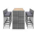 9 Piece Outdoor Bar Set Poly Rattan And Acacia Wood Grey