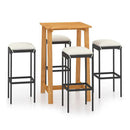 5 Piece Garden Bar Set With Cream Cushions Poly Rattan