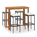 5 Piece Garden Bar Set With Cream Cushions