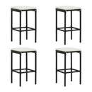5 Piece Garden Bar Set With Cushions Poly Rattan Black 120X60X110 Cm