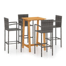 5 Piece Garden Bar Set Poly Rattan And Acacia Wood