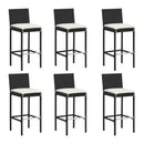 7 Piece Garden Bar Set With Cushions Black