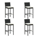 5 Piece Garden Bar Set With Cushions Black